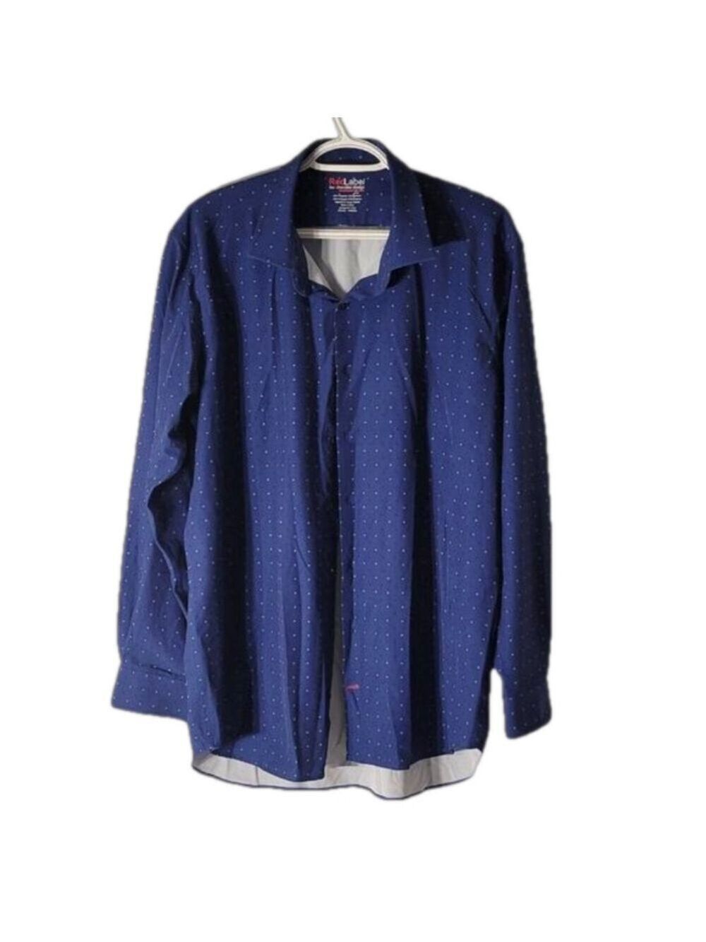 Red Label Blue Polyester Button up Shirt Men's size Extra Large